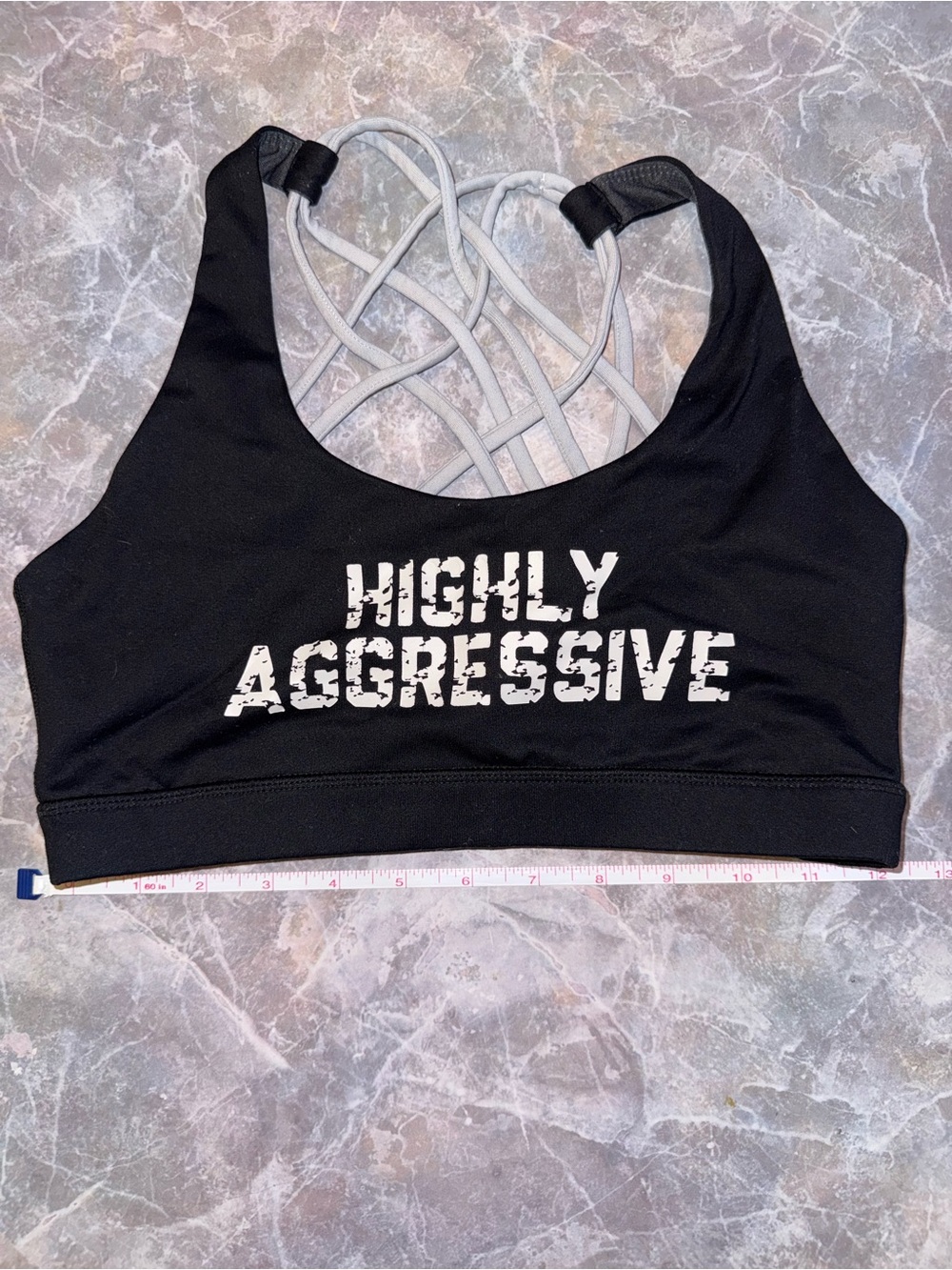 Black 'HIGHLY AGGRESSIVE' Strappy Sports Bra